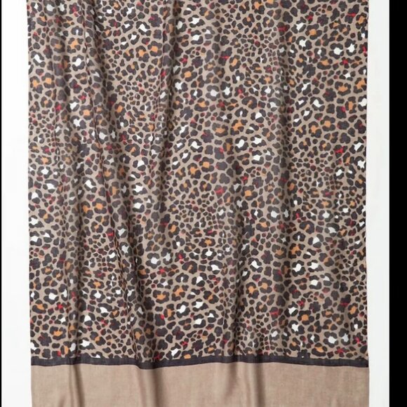 Kinross Leopard Print Scarf Mushroom Multi